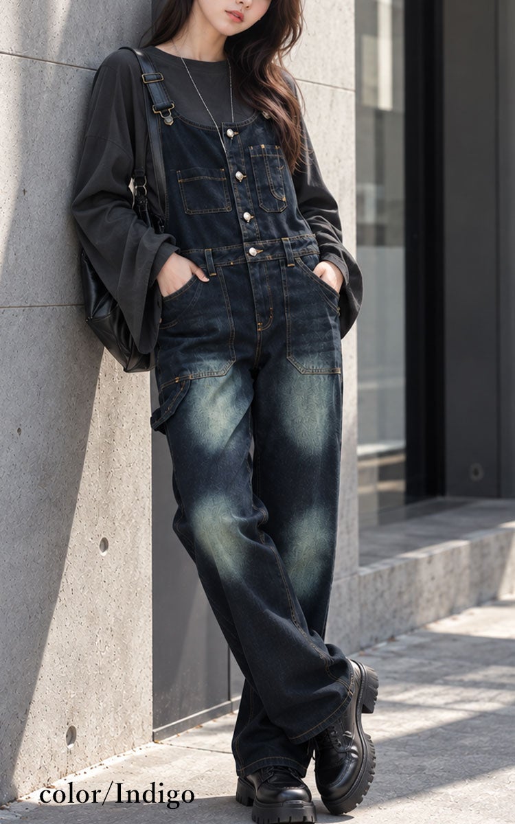 大きいサイズ レディース デニムサロペットパンツ　6682257