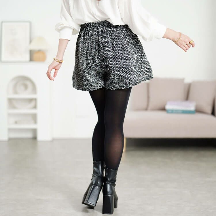 大きいサイズ レディース ツイードフレアショートパンツ jp008