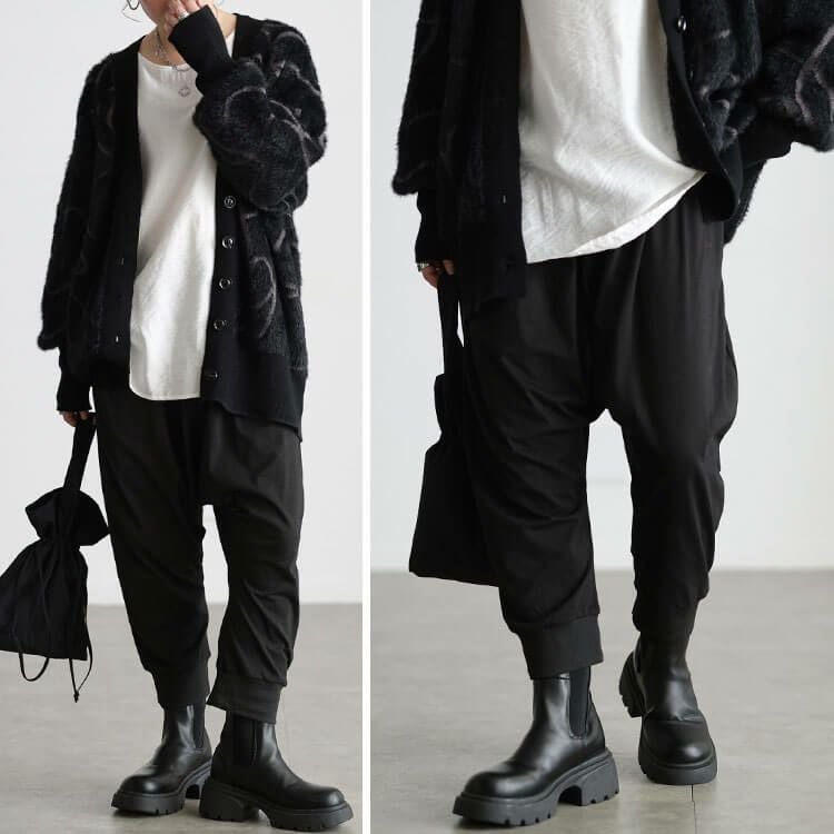 大きいサイズ レディース ウエストゴム入りドロップパンツ goldfit-007