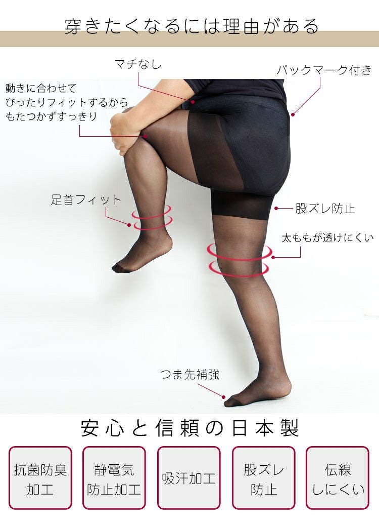 大きいサイズ レディース ストッキング ビッグサイズ股ズレ防止 股ずれ