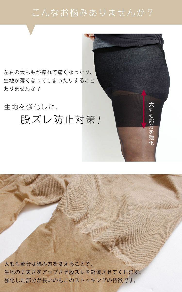 大きいサイズ レディース ストッキング ビッグサイズ股ズレ防止 股ずれ