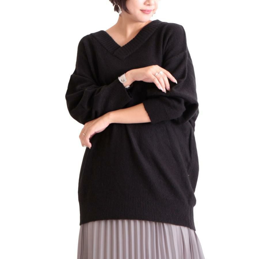 A466/美品 23区 ニットブラウス ドロップショルダー 38 黒 セール】 【滝沢眞規子さん着用】ビジュー クルーネック ニット