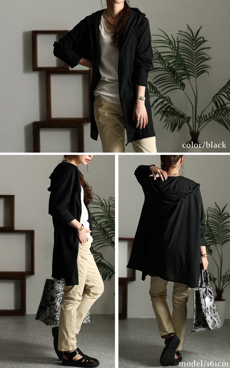 大きいサイズ レディース UV対策吸湿速乾フーディーカーディガン　map-98l