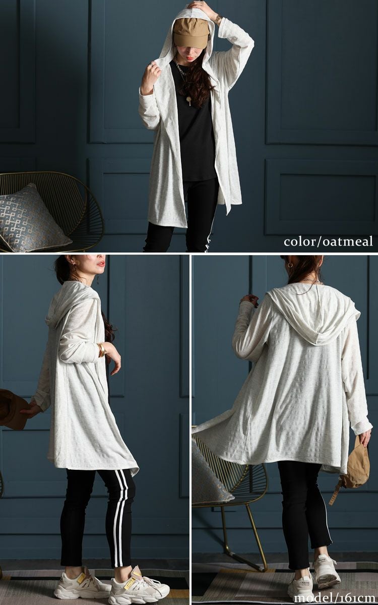 大きいサイズ レディース UV対策吸湿速乾フーディーカーディガン　map-98l