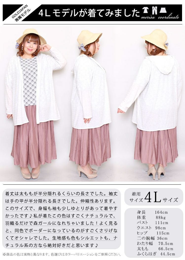 大きいサイズ レディース UV対策吸湿速乾フーディーカーディガン　map-98l