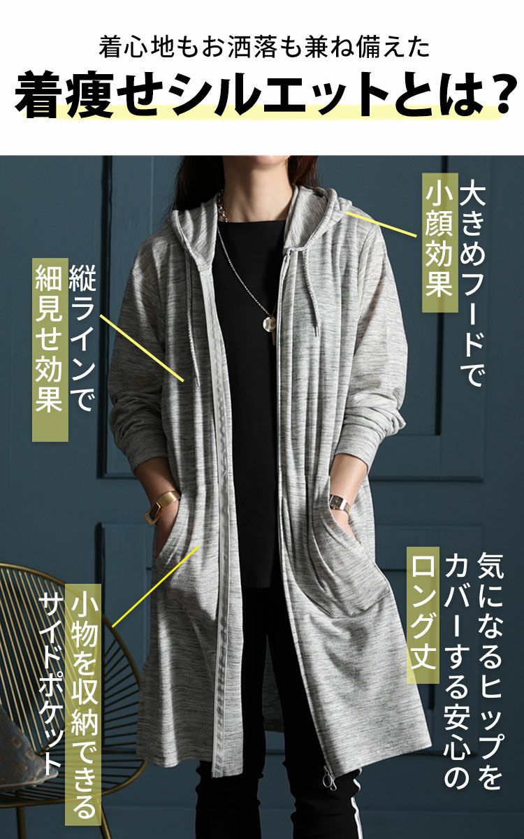 大きいサイズ レディース UV対策吸湿速乾ジップアップロングパーカー　map-97l