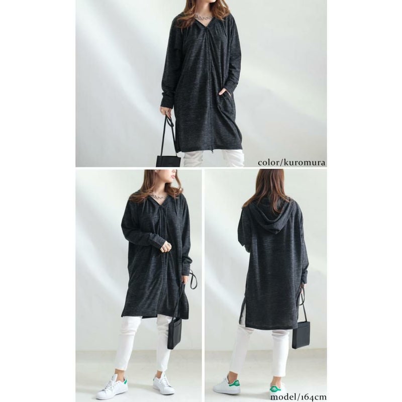 大きいサイズ レディース UV対策吸湿速乾ジップアップロングパーカー　map-97l クロムラ