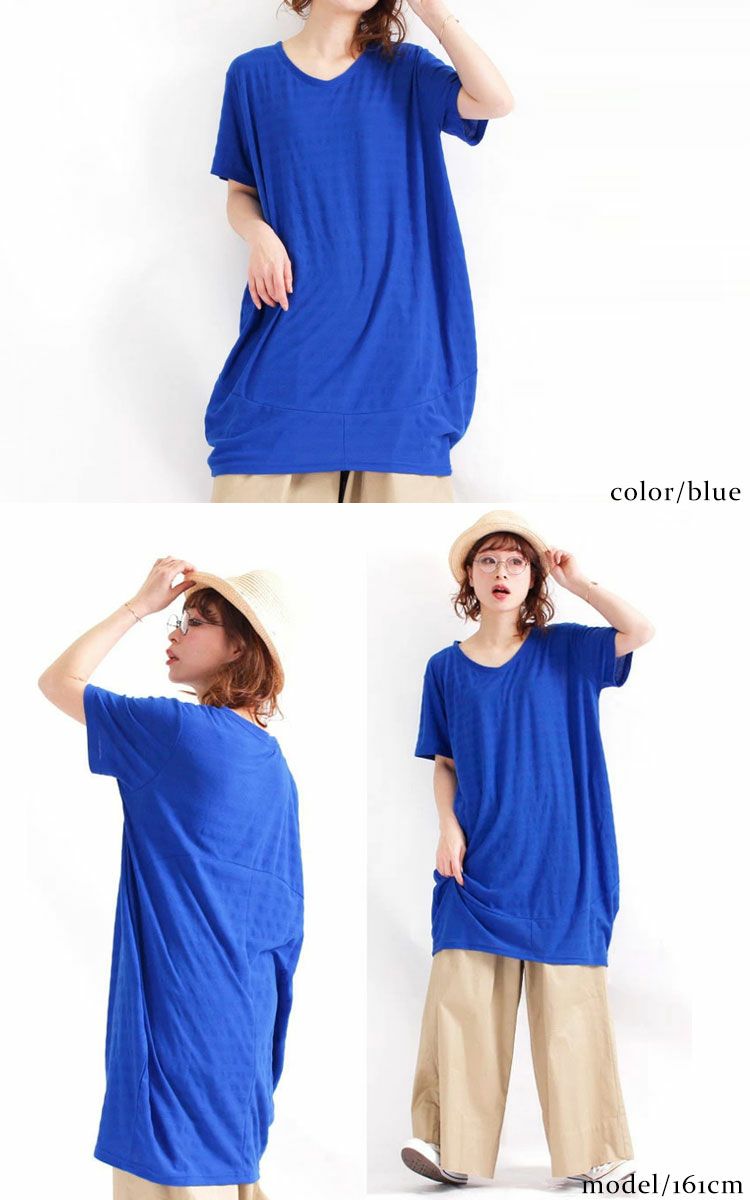 大きいサイズ レディース UV対策＆吸湿速乾Vネックコクーンチュニック　map-96l【メール便可】