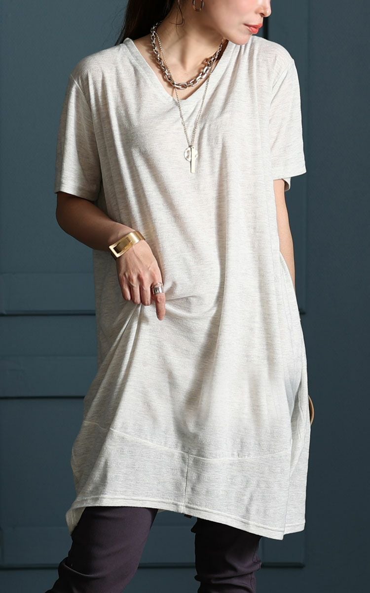 大きいサイズ レディース UV対策＆吸湿速乾Vネックコクーンチュニック　map-96l【メール便可】