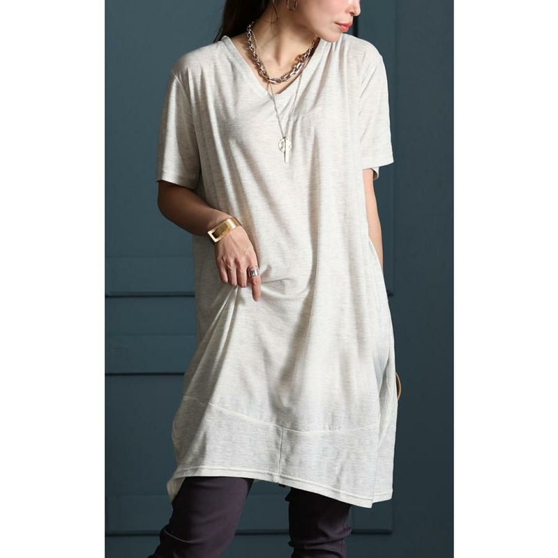 大きいサイズ レディース UV対策＆吸湿速乾Vネックコクーンチュニック　map-96l【メール便可】 ブラック