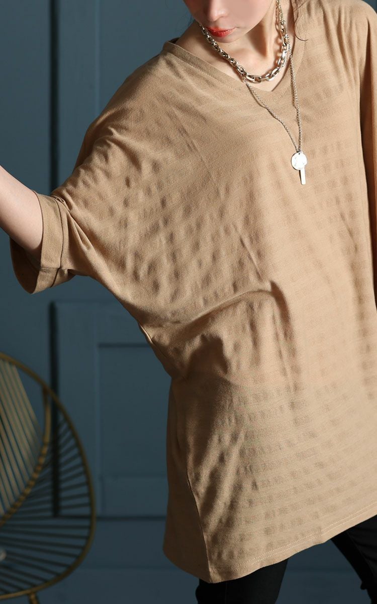 大きいサイズ レディース UV対策＆吸湿速乾VネックドルマンTシャツ　map-85l