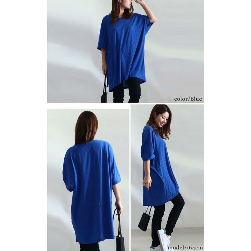 大きいサイズ レディース UV対策＆吸湿速乾VネックドルマンTシャツ　map-85l ブルー