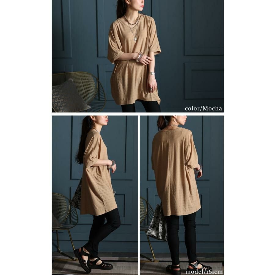 大きいサイズ レディース UV対策＆吸湿速乾VネックドルマンTシャツ　map-85l モカ