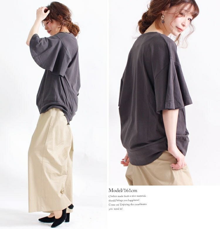 大きいサイズ レディース フレアスリーブコットンカットソー　wk-0104【メール便可】