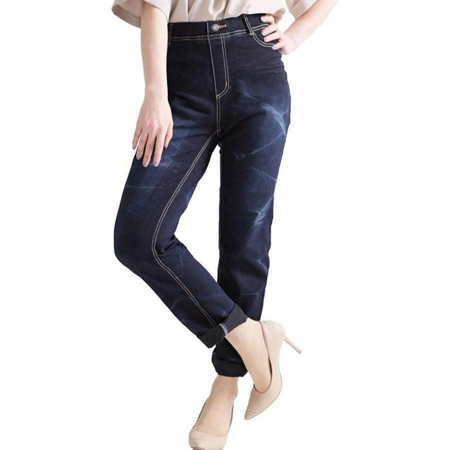 大きいサイズ レディース プルオンスキニーデニム 【低身長さんサイズ有】　tkb-127679320 ネイビー（股下63cm）