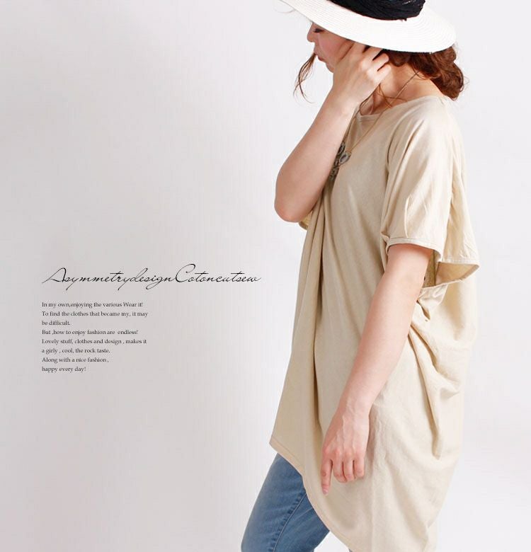 大きいサイズ レディース アシンメトリーコットンカットソー　wk-0056