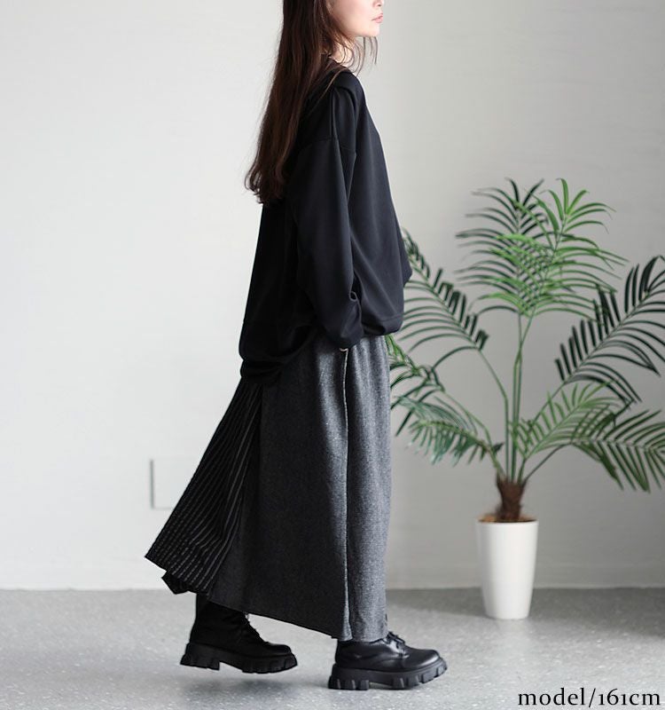 大きいサイズ レディース 異素材切替え変形スカート　sw-0233