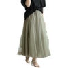 大きいサイズ レディース 配色ゴムベルトチュールスカート　af-1914010 カーキ
