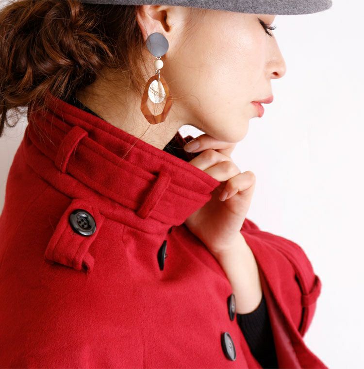 大きいサイズ レディース ケープ風ポンチョコート　jp194