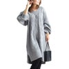 大きいサイズ レディース ケーブル編みニットワンピース　and-l5321 グレー