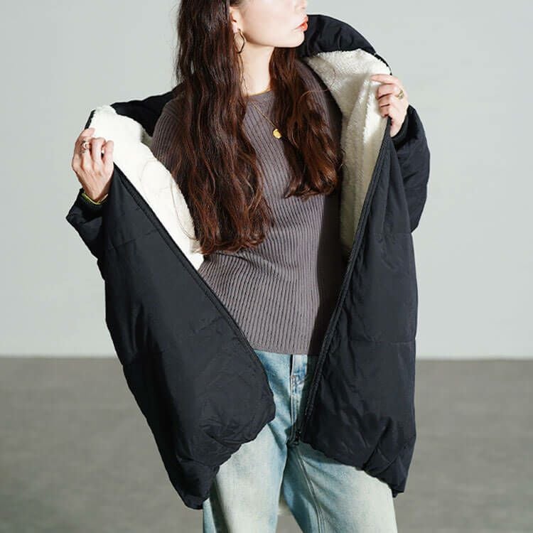 大きいサイズ レディース 裏ボアショールカラー中綿コート　toyo-e005