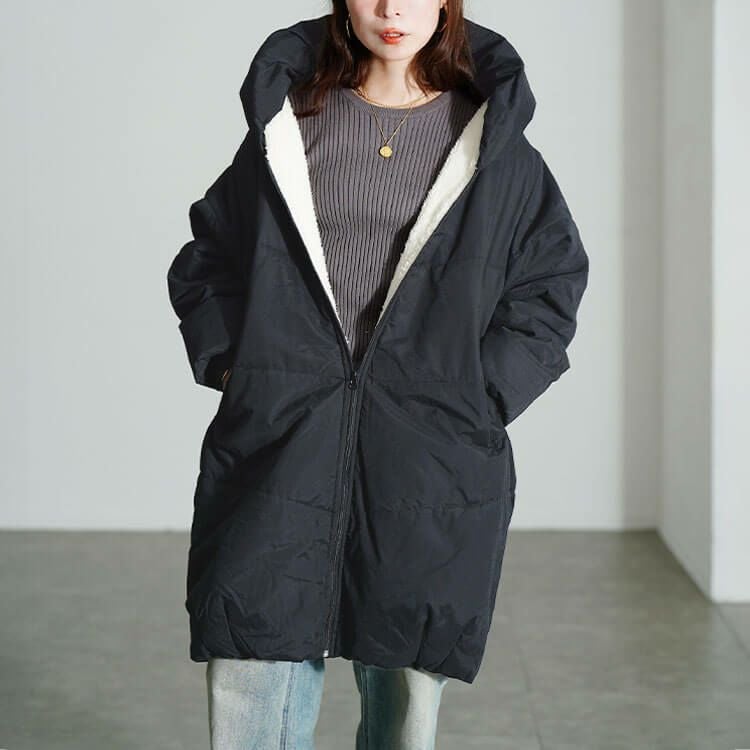 大きいサイズ レディース 裏ボアショールカラー中綿コート　toyo-e005