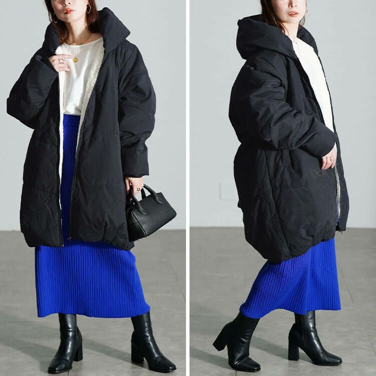 大きいサイズ レディース 裏ボアショールカラー中綿コート　toyo-e005