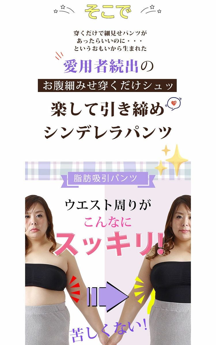 大きいサイズ レディース もう下腹出させない！楽して引き締めシンデレラパンツ　humio-043【メール便可】3分丈 股擦れ 股ズレ 股ずれ