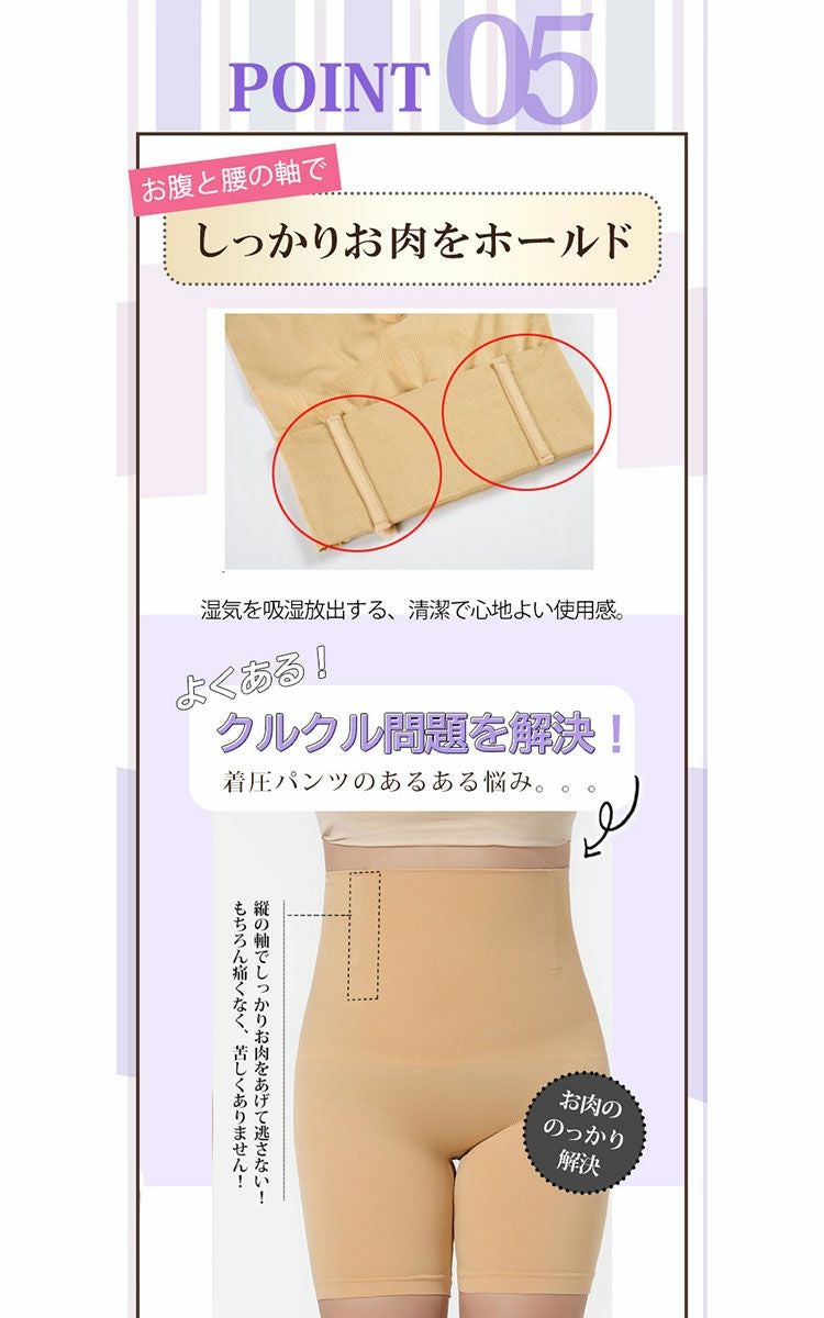 大きいサイズ レディース もう下腹出させない！楽して引き締めシンデレラパンツ　humio-043【メール便可】3分丈 股擦れ 股ズレ 股ずれ