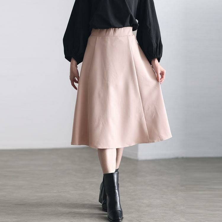 大きいサイズ レディース ツイルスカート　mnb-802108 ライトベージュ