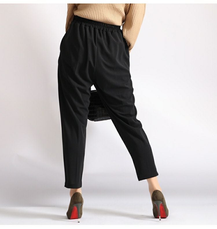 大きいサイズ レディース センタープリーツ入りストレッチテーパードパンツ　maru-6356