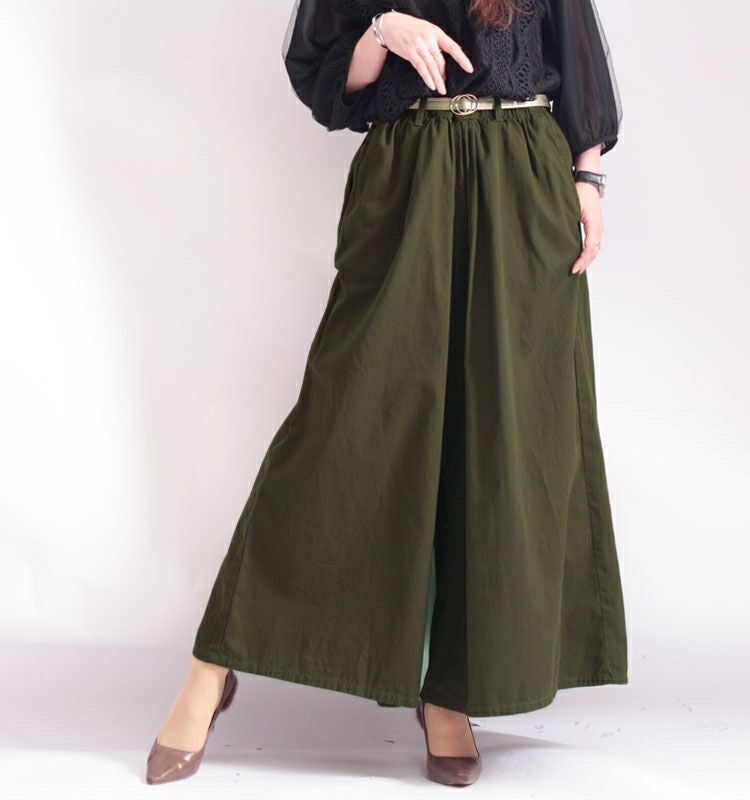 大きいサイズ レディース ツイルワイドパンツ　wc-0171