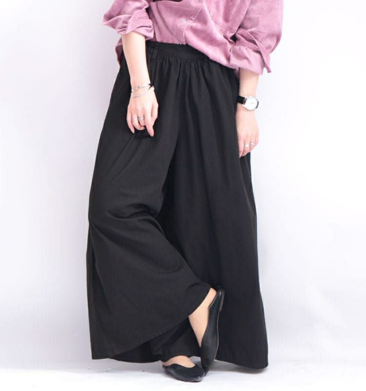大きいサイズ レディース ツイルワイドパンツ　wc-0171