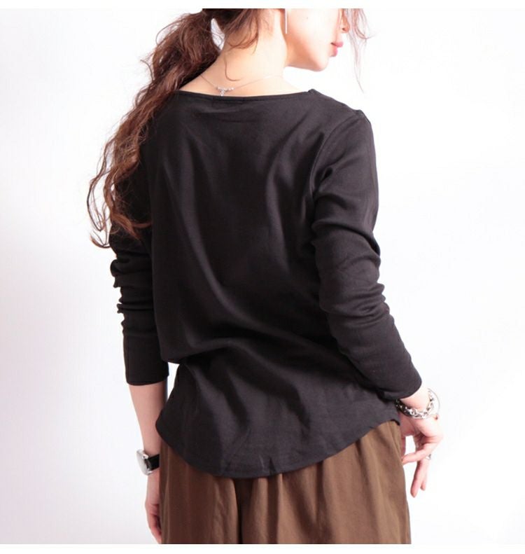 大きいサイズ レディース Vネックコットンカットソー　wk-0153