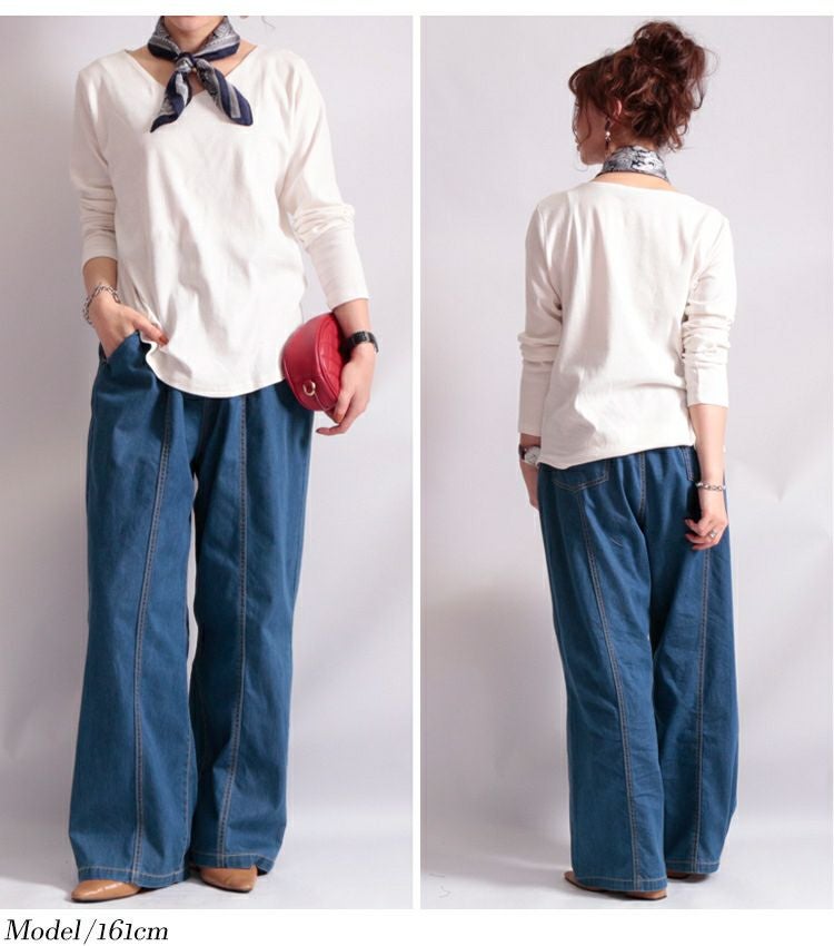 大きいサイズ レディース Vネックコットンカットソー　wk-0153