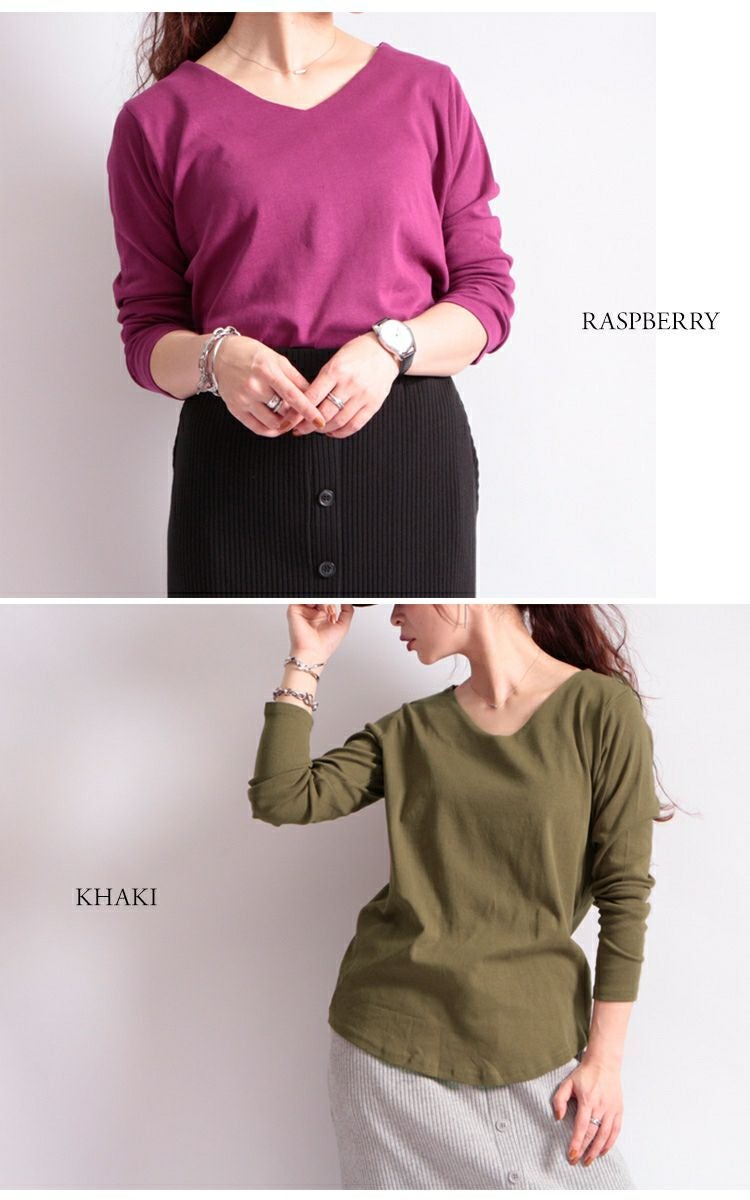 大きいサイズ レディース Vネックコットンカットソー　wk-0153