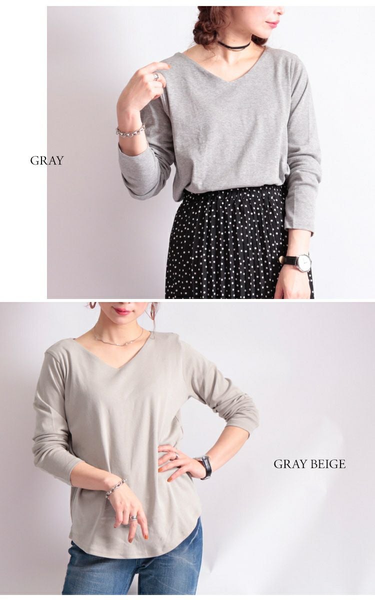 大きいサイズ レディース Vネックコットンカットソー　wk-0153