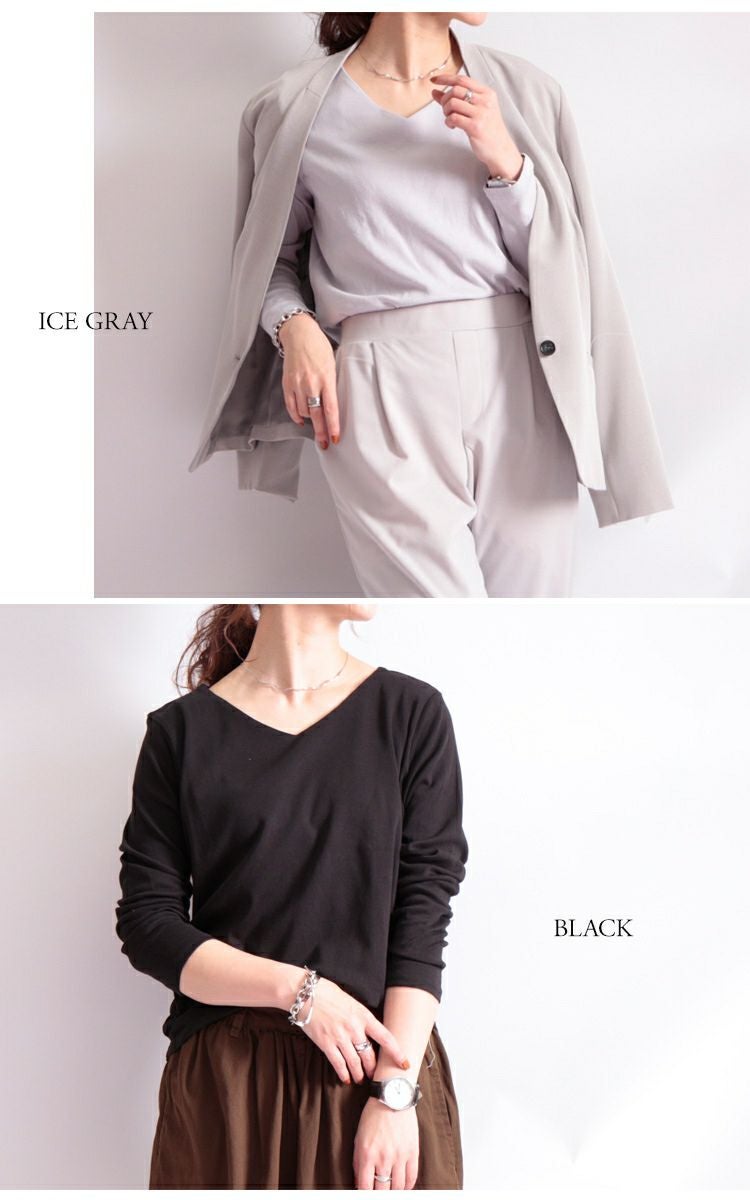 大きいサイズ レディース Vネックコットンカットソー　wk-0153