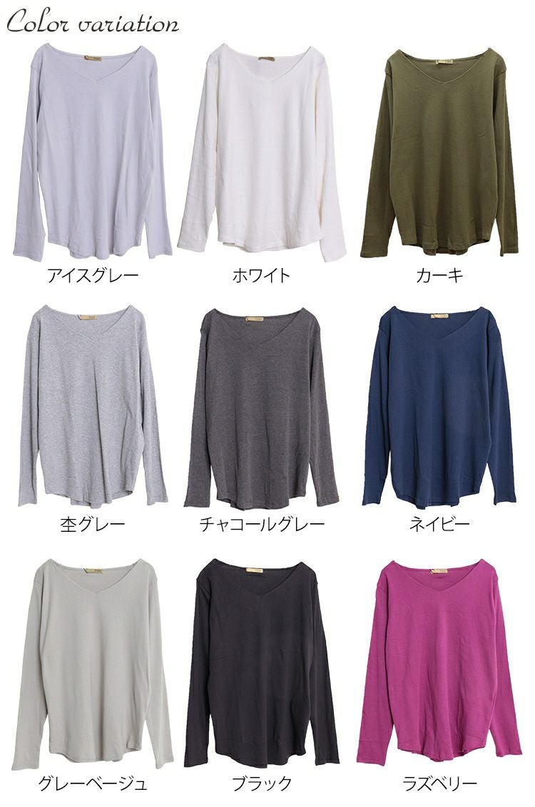 大きいサイズ レディース Vネックコットンカットソー　wk-0153