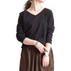 大きいサイズ レディース Vネックコットンカットソー　wk-0153 ブラック