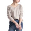 大きいサイズ レディース Vネックコットンカットソー　wk-0153 グレーベージュ
