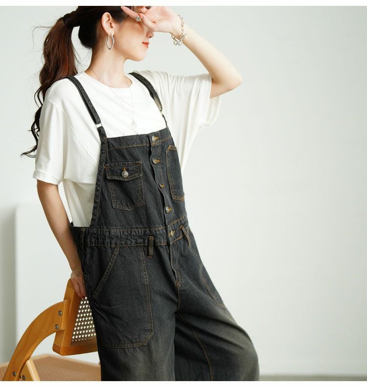 大きいサイズ レディース デニムサロペットワイドパンツ　wd-0253