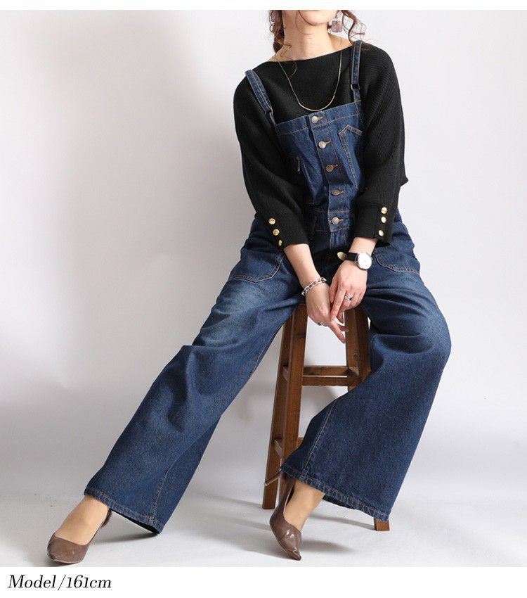 大きいサイズ レディース デニムサロペットワイドパンツ　wd-0253