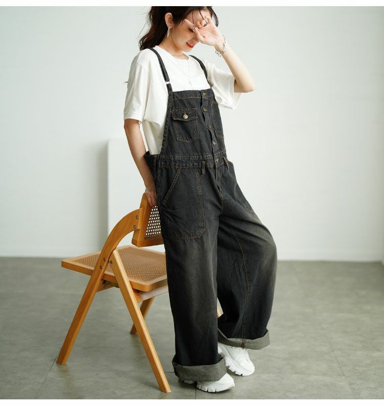 大きいサイズ レディース デニムサロペットワイドパンツ　wd-0253