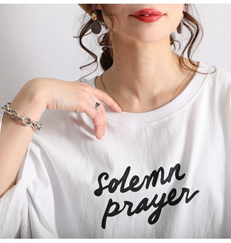 大きいサイズ レディース ビッグTシャツプリントワンピース　map-358