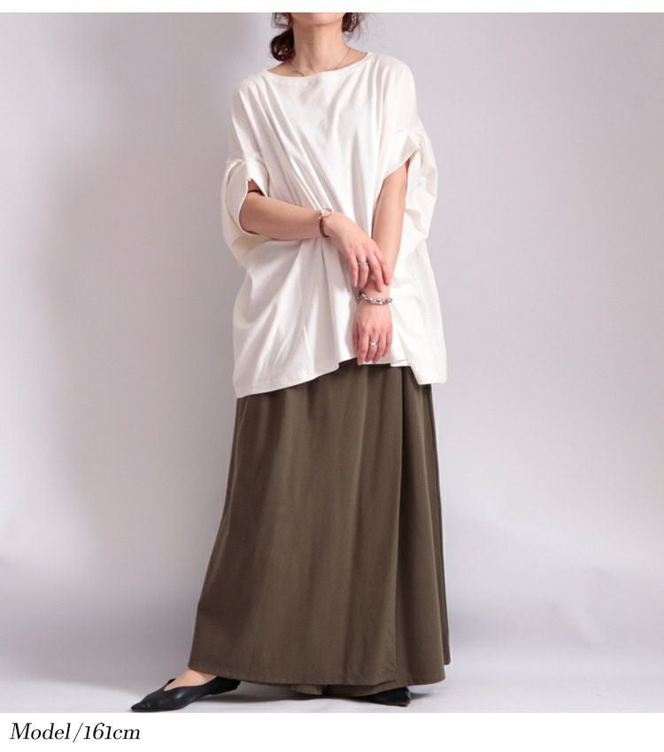 大きいサイズ レディース 変形ドルマンコットンカットソー　wk-164