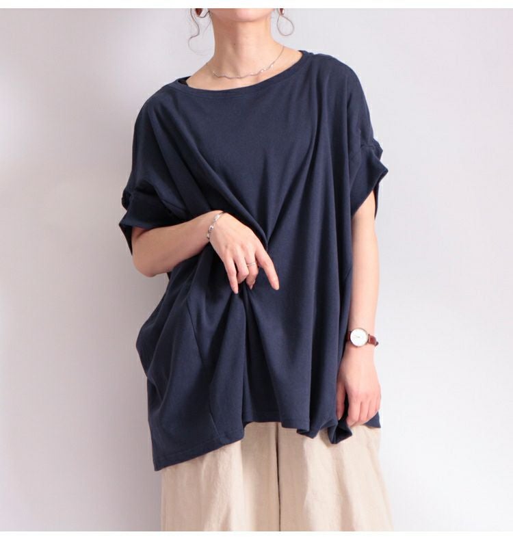 大きいサイズ レディース 変形ドルマンコットンカットソー　wk-164