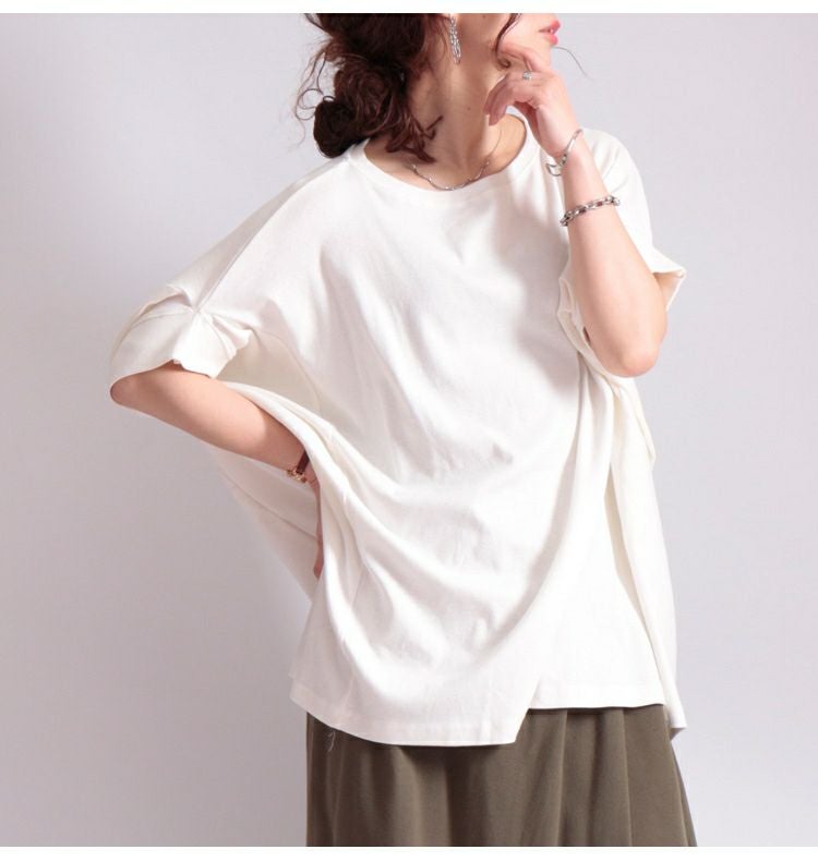 大きいサイズ レディース 変形ドルマンコットンカットソー　wk-164