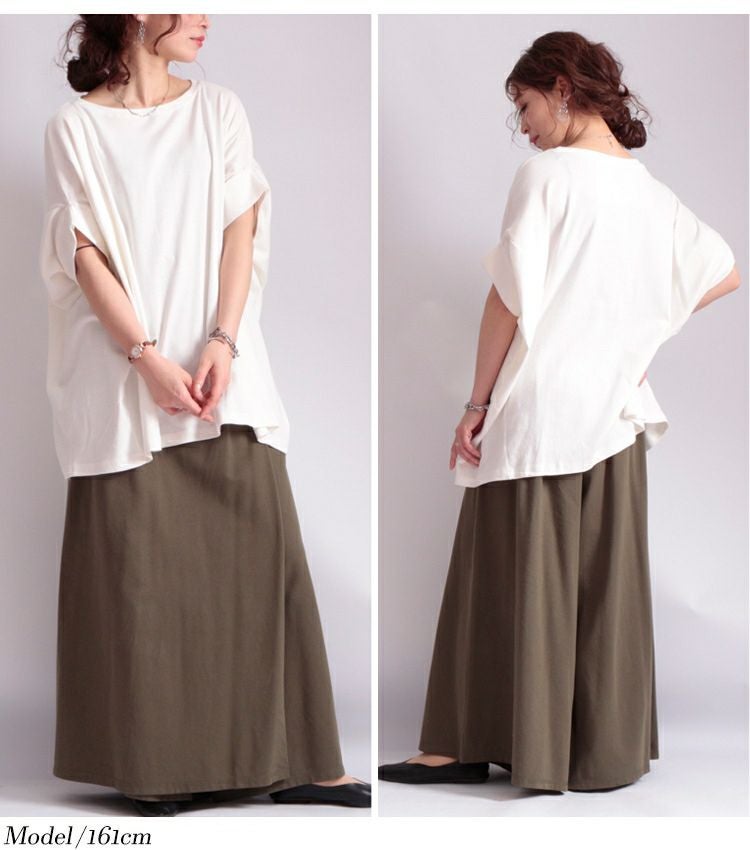 大きいサイズ レディース 変形ドルマンコットンカットソー　wk-164