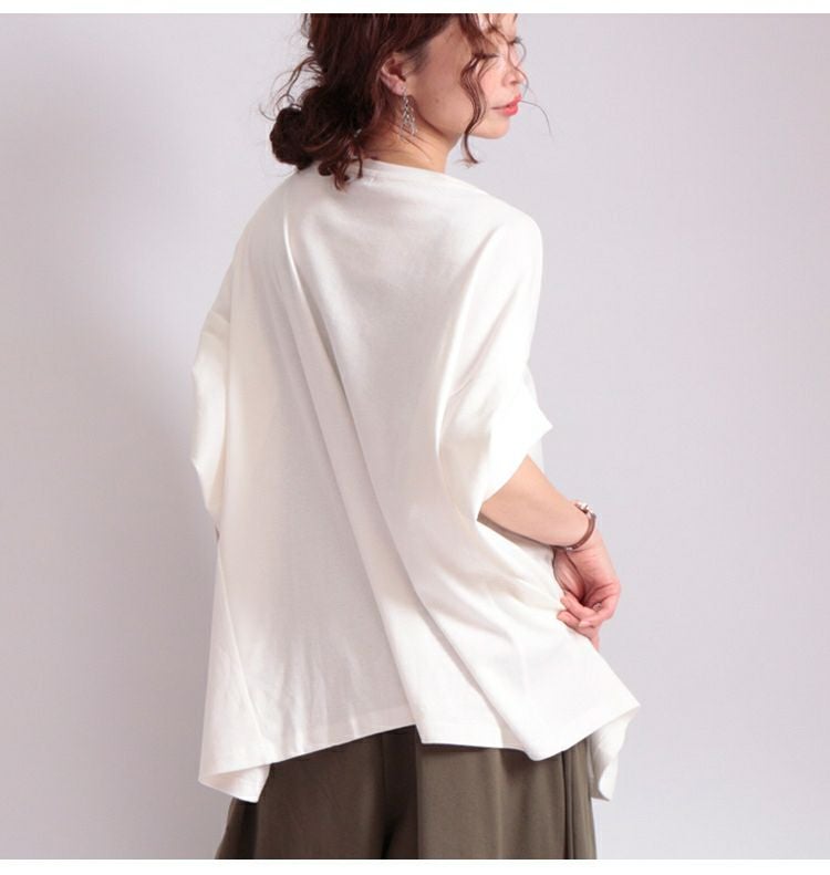 大きいサイズ レディース 変形ドルマンコットンカットソー　wk-164